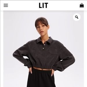 LIT Activewear Charcoal Pull Over Crop M